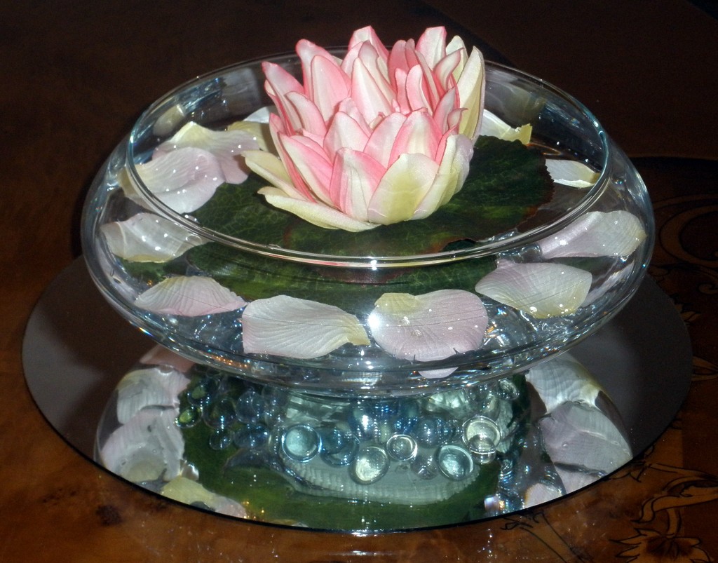 Floating Lotus in a Glass Bowl