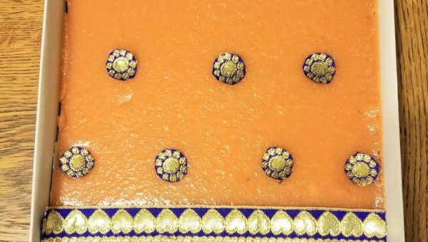 Almond and Cashew sweets decorated like Saree / Dhothi