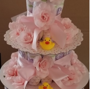 Beautiful Diaper Cake for a Baby Girl